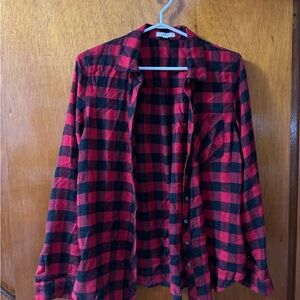Maurices Red and Black Checkered Shirt